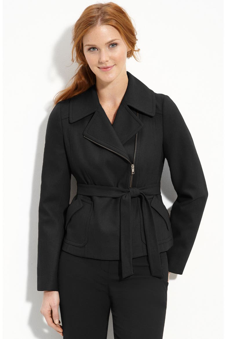 Zip Front Peacoat, Main, color, BLACK