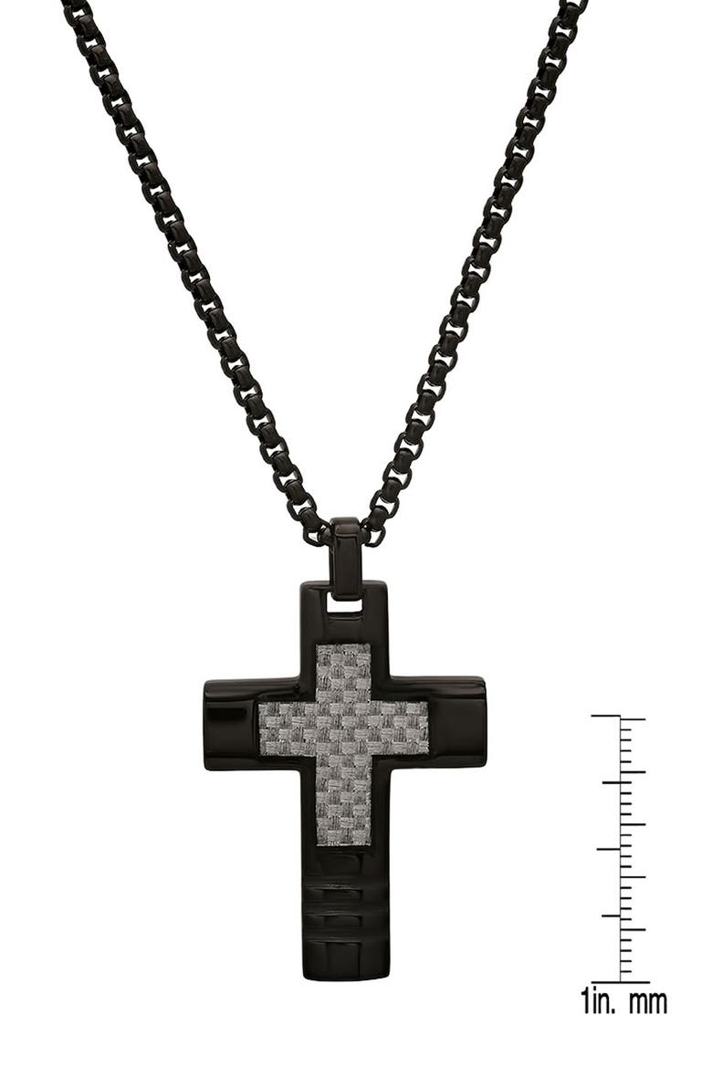Men's Black Cross Pendant Necklace, Alternate, color, BLACK