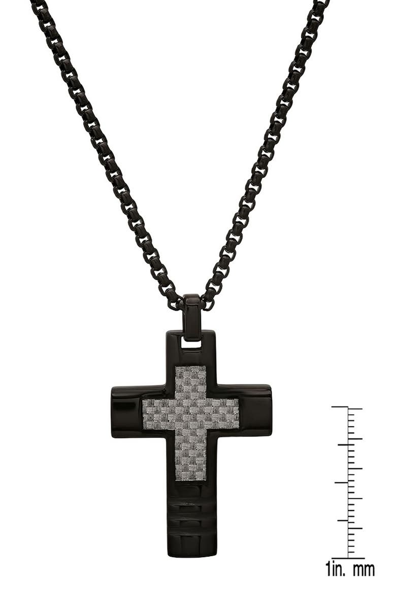 HMY JEWELRY Men's Black Cross Pendant Necklace, Alternate, color, Black