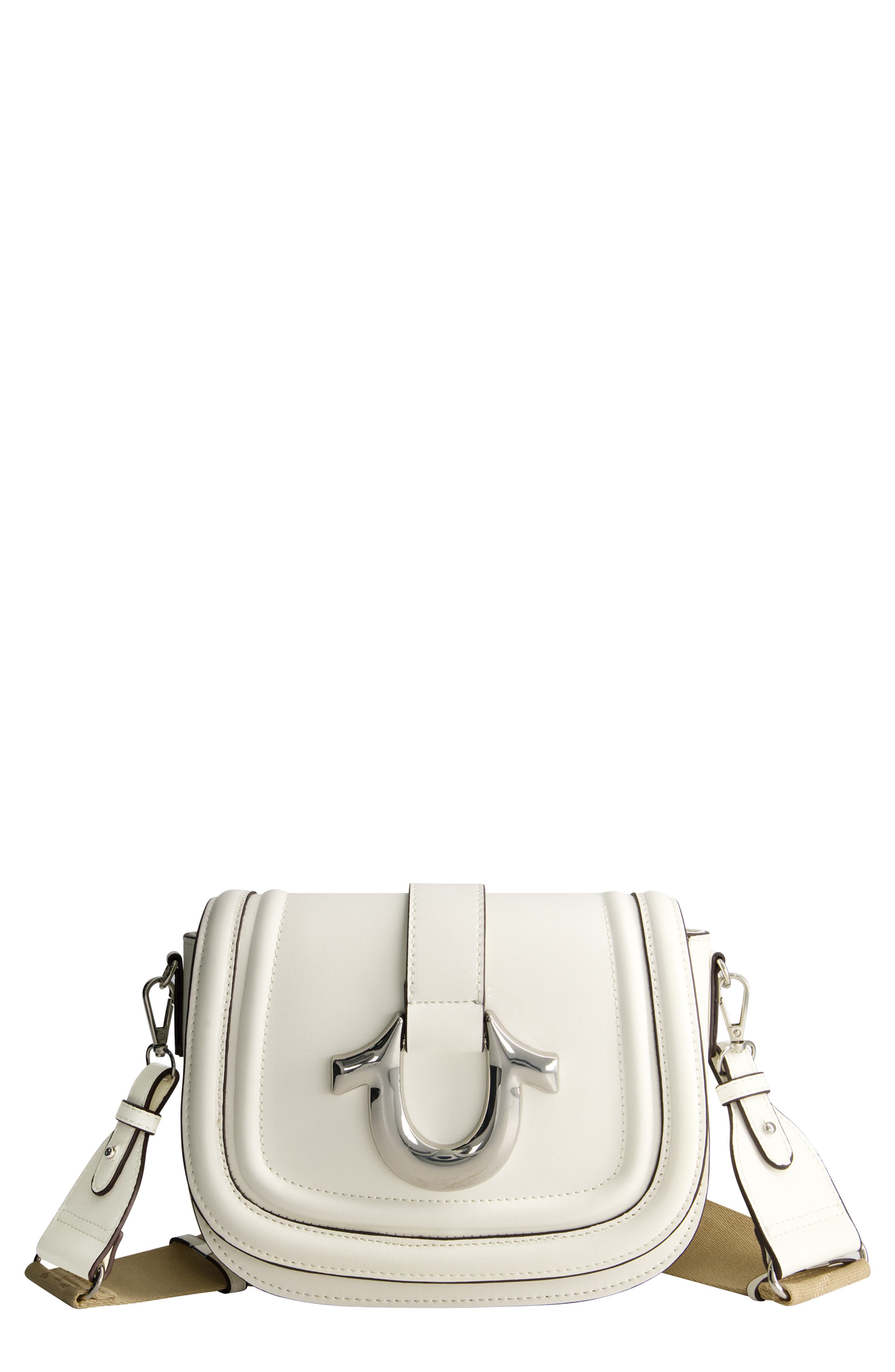 Saddle Bag with Gold Hardware, Main, color, WHITE