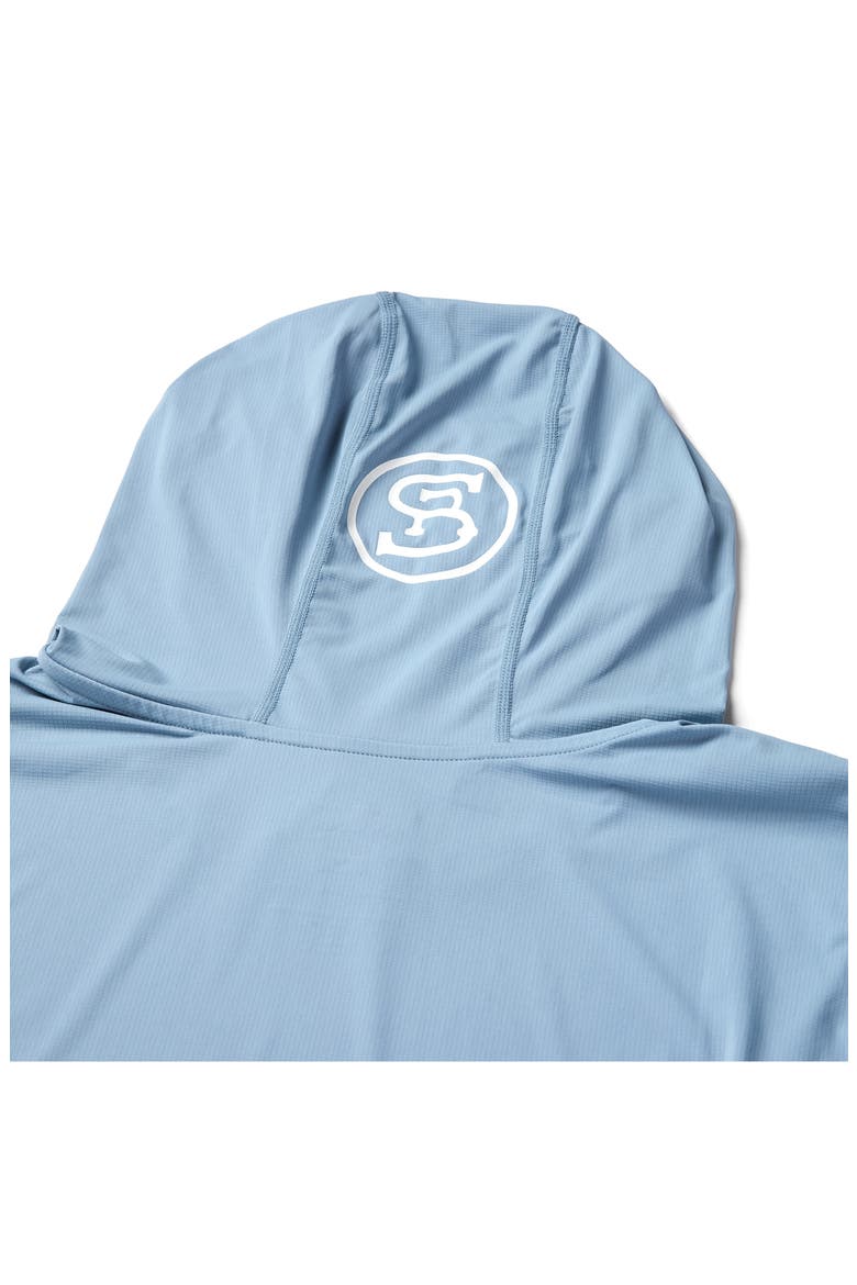 Escala Performance Hooded Sunshirt, Alternate, color, FADED DENIM