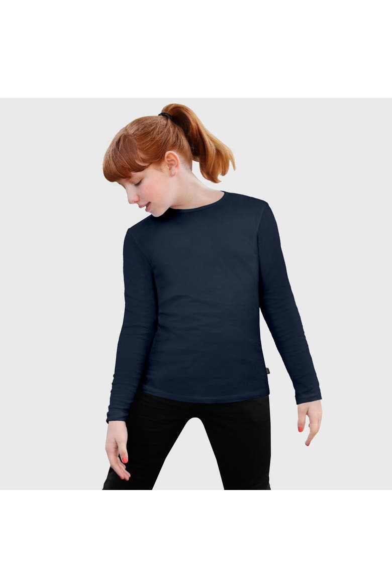 Baby Girls Long Sleeve Soft 100% Cotton Jersey T-Shirt, Main, color, Navy