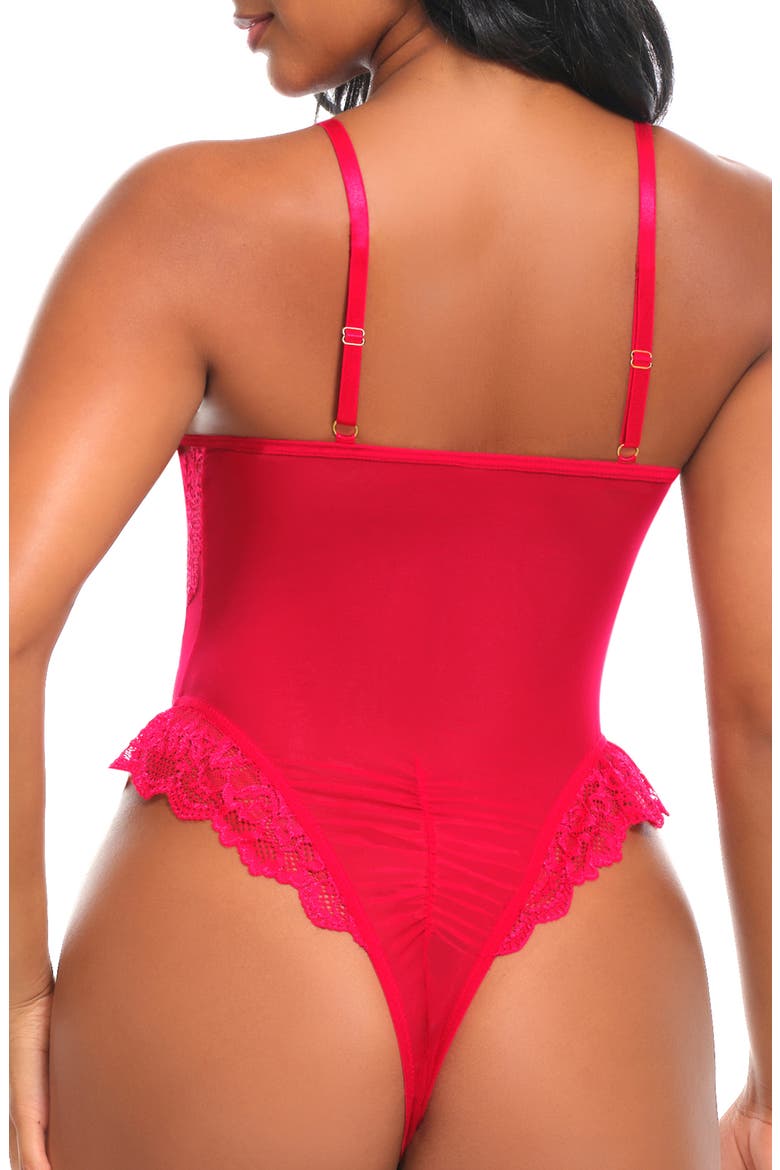 Valentine Lace Teddy, Alternate, color, RED