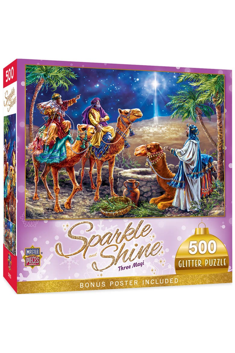 Three Magi 500 Piece Glitter Puzzle, Main, color, Multicolor