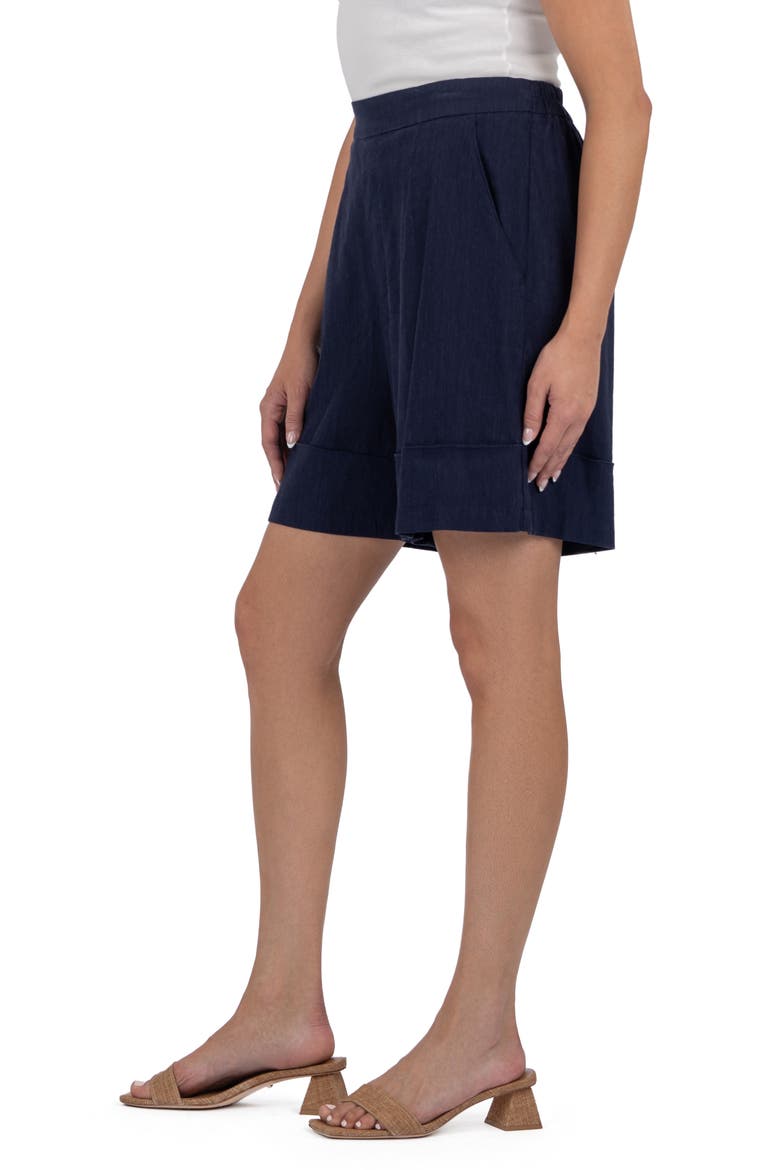 Nicole Pull-On Linen Blend Shorts, Alternate, color, INK BLUE