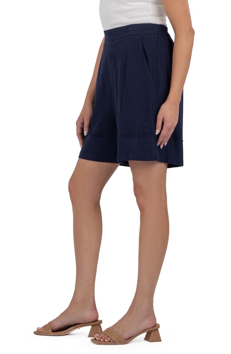 KUT from the Kloth Nicole Pull-On Linen Blend Shorts, Alternate, color, Ink Blue