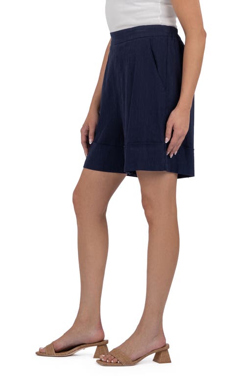 Kut From The Kloth Nicole Pull-on Linen Blend Shorts In Blue