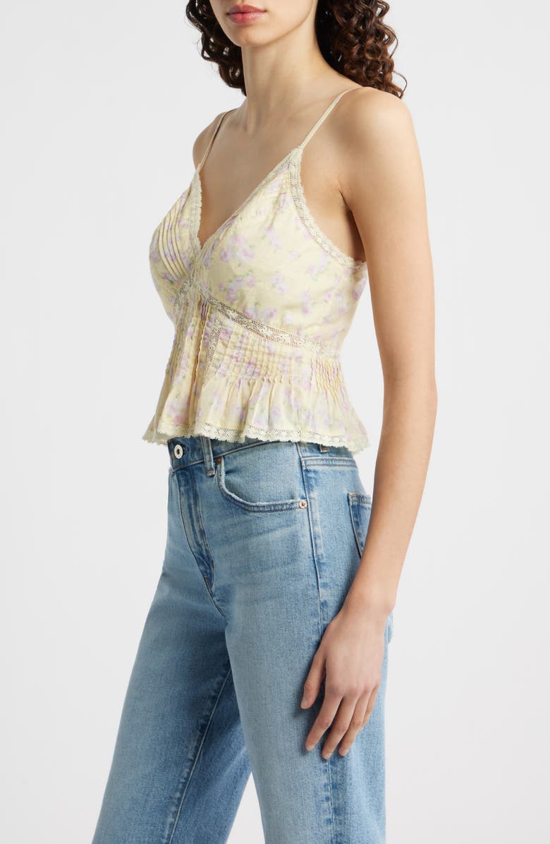 LoveShackFancy Elsette Lace & Ruffle Camisole, Alternate, color, Lemon Spritz