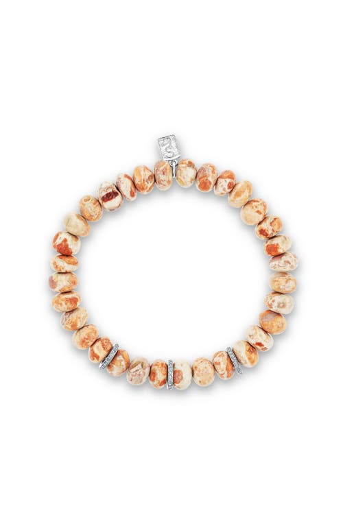 Sheryl Lowe Mexican Fire Opal 8mm Bead Bracelet With 3 Diamond Rondelles
