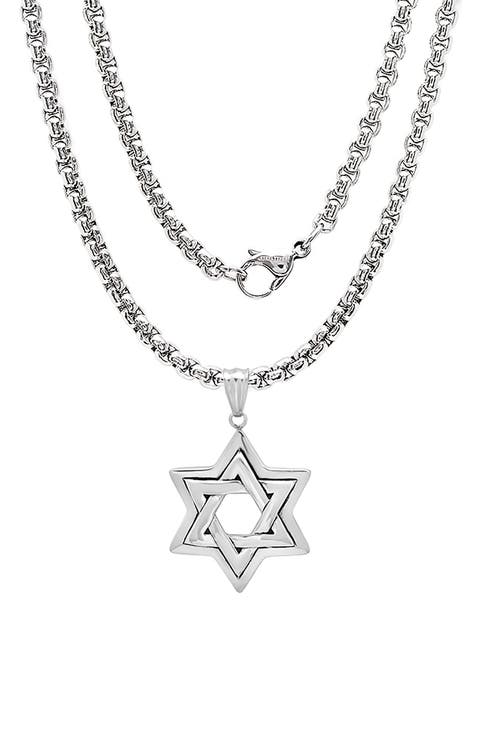 Stainless Steel Star of David Pendant Necklace