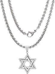HMY JEWELRY Stainless Steel Star of David Pendant Necklace
