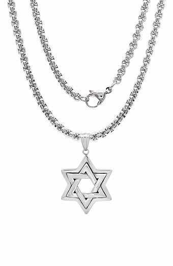 HMY JEWELRY Stainless Steel Star of David Pendant Necklace
