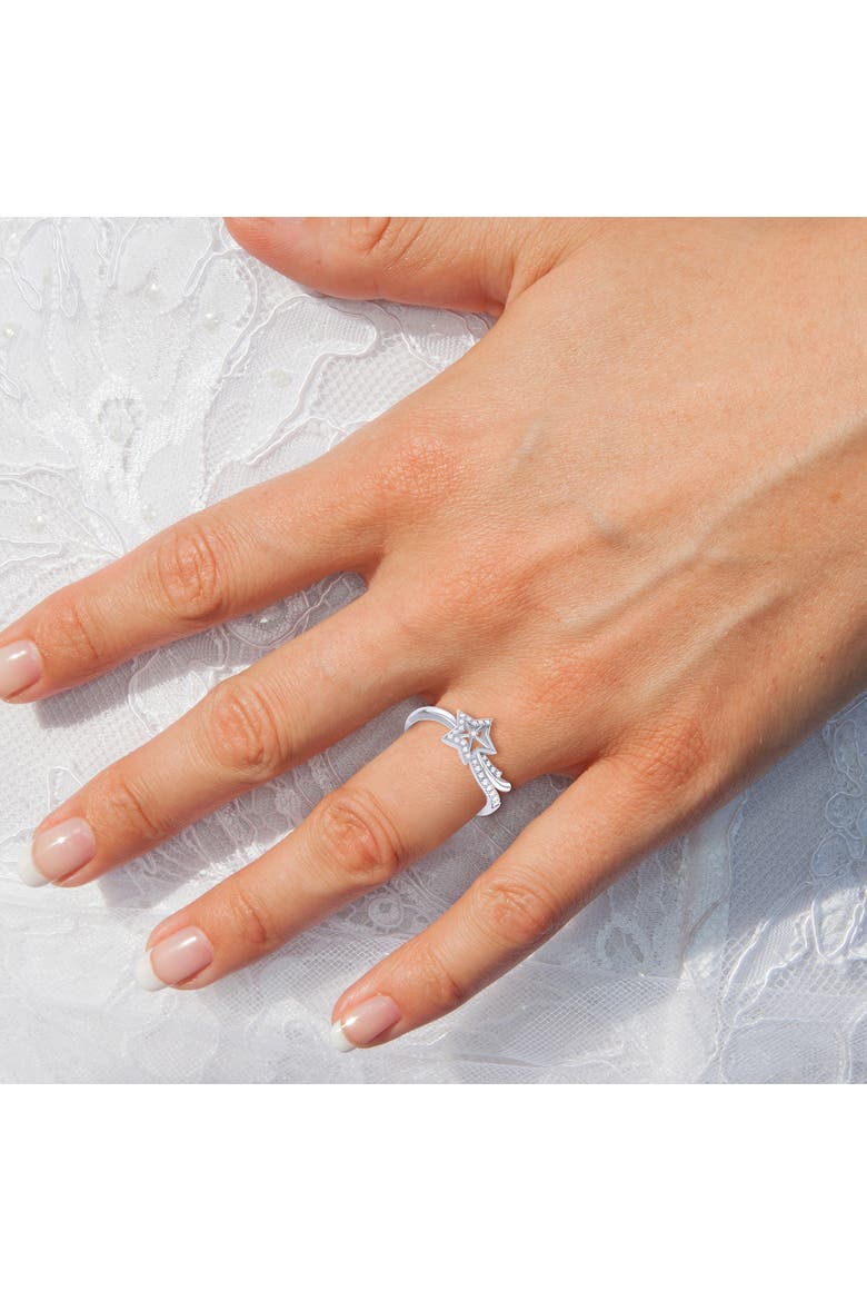 Shooting Star Sparkle Sterling Silver Diamond Ring, Alternate, color, Silver