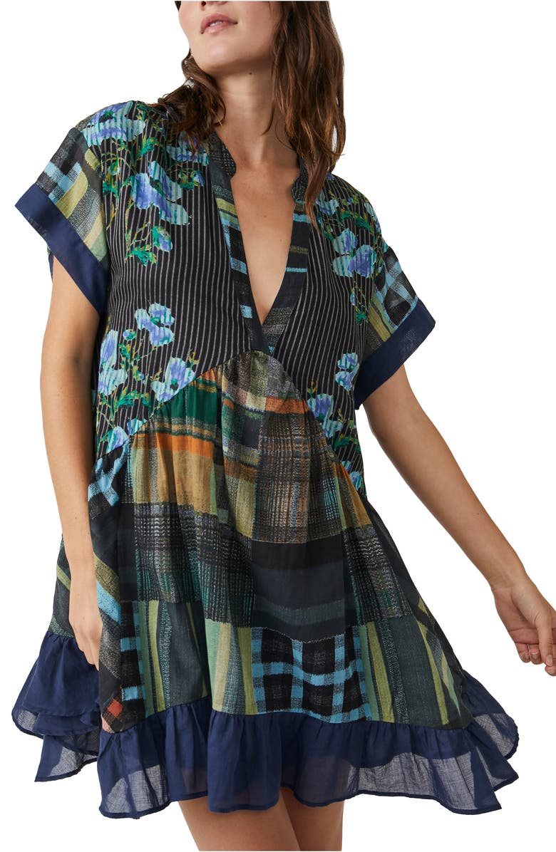 Free People Agnes Print Tiered Ruffle Minidress, Alternate, color, 