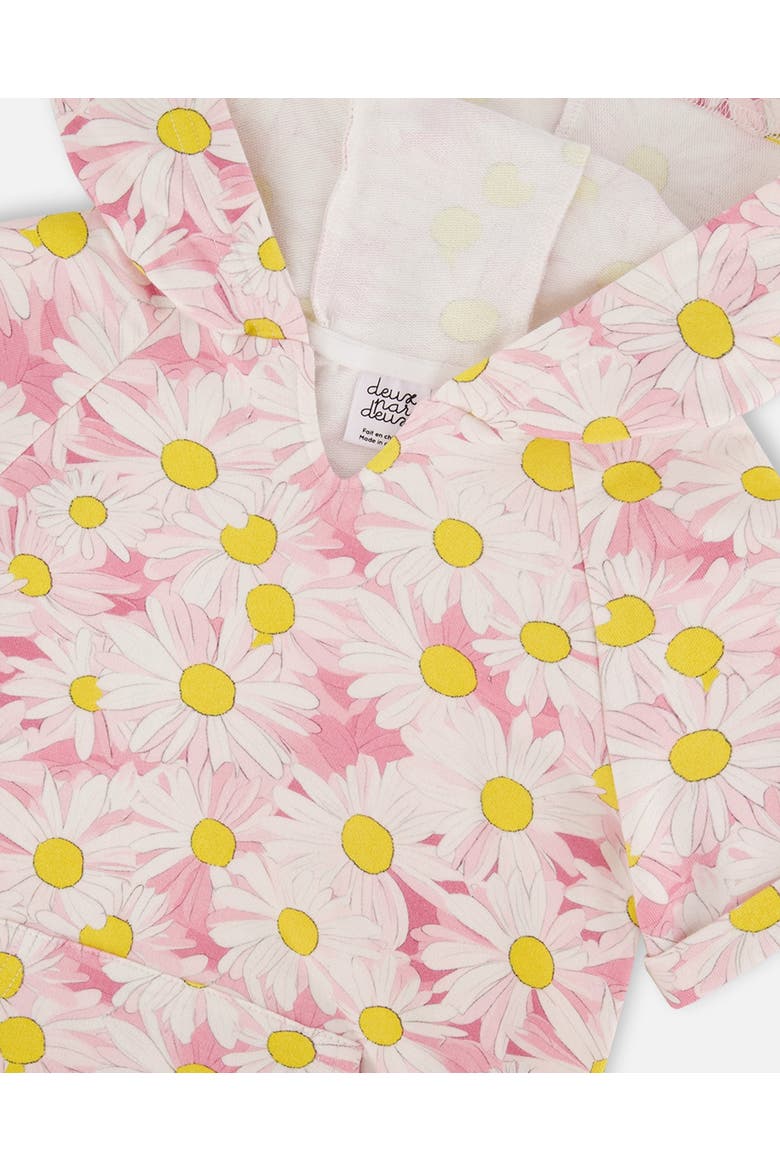 Short Sleeve French Terry Hooded Daisies Dress, Alternate, color, Pink Printed Daisies