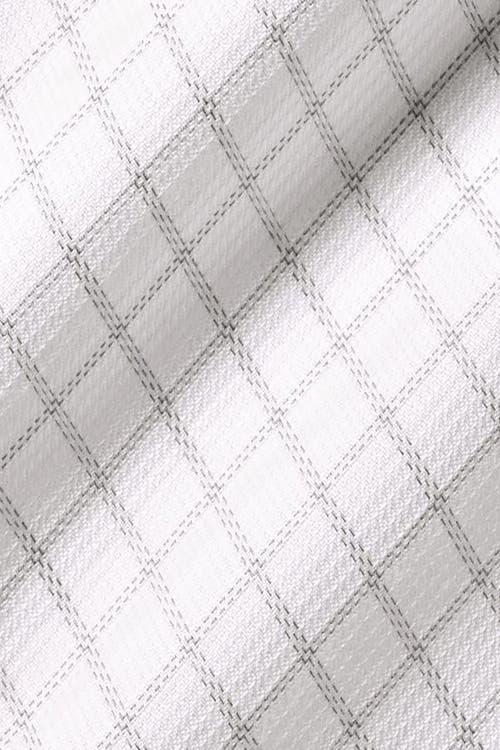 Charles Tyrwhitt Men's Non-iron Clifton Weave Check Cutaway Slim Fit Shirt Double Cuff In Silver Grey