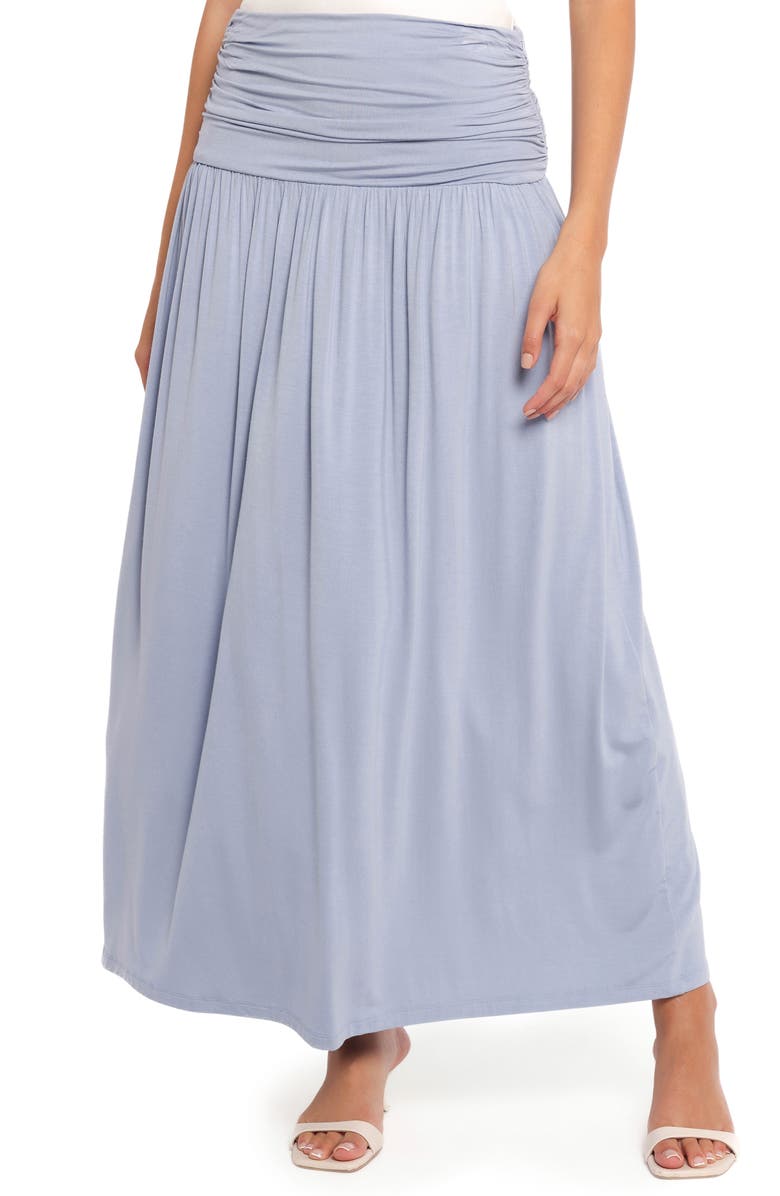 Petal & Pup Lavia Ruched Maxi Skirt, Main, color, Soft Blue