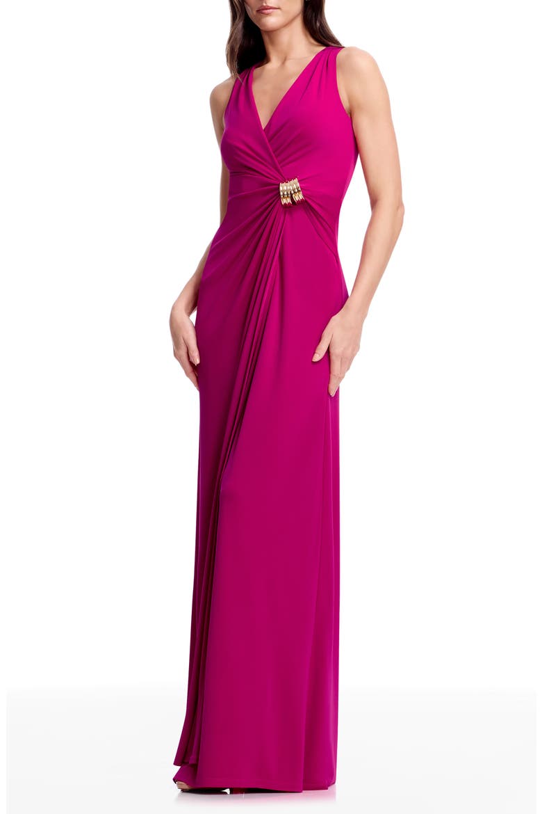 Deb Sleeveless A-Line Gown, Main, color, DARK FUCHSIA