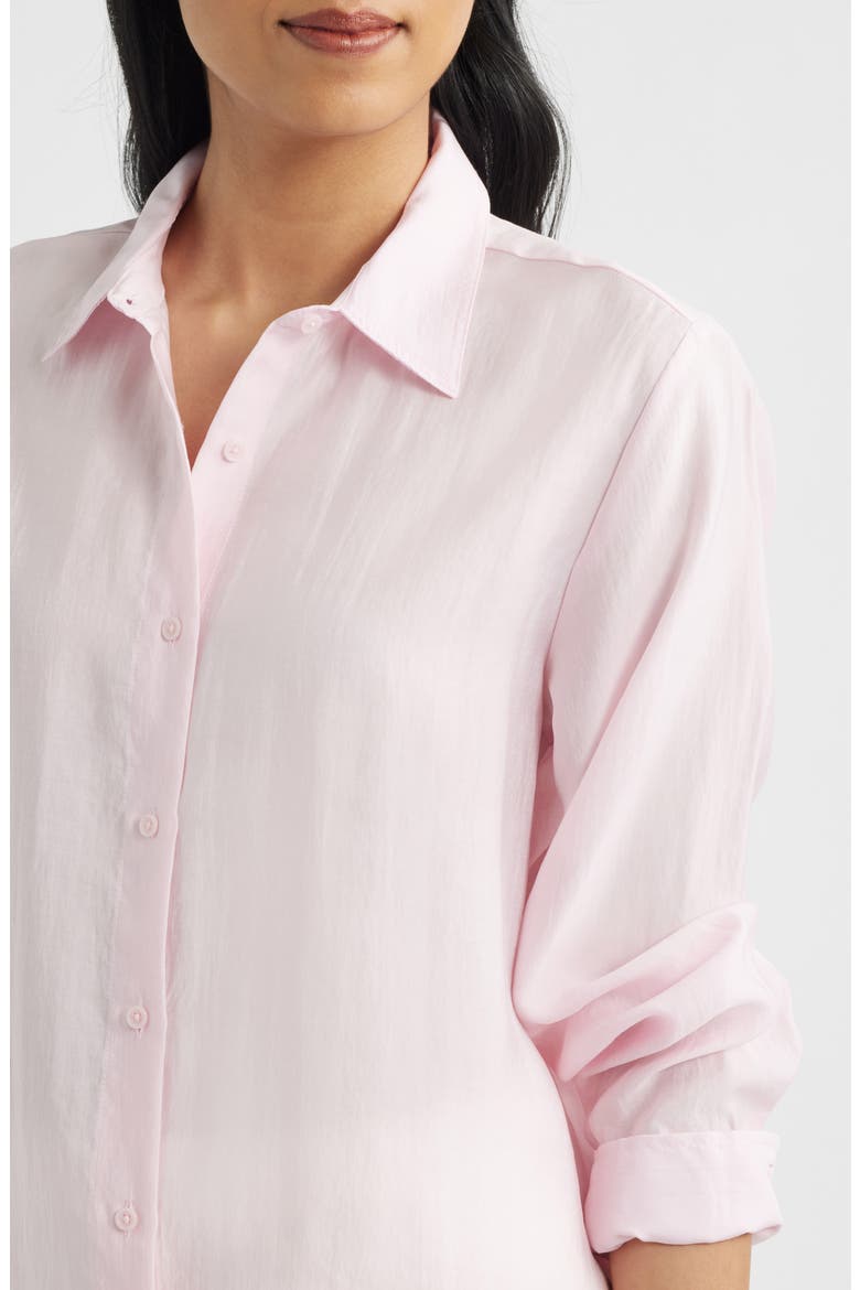 Luxe Touch Relaxed Fit Button-Up Shirt, Alternate, color, PARFAIT PINK