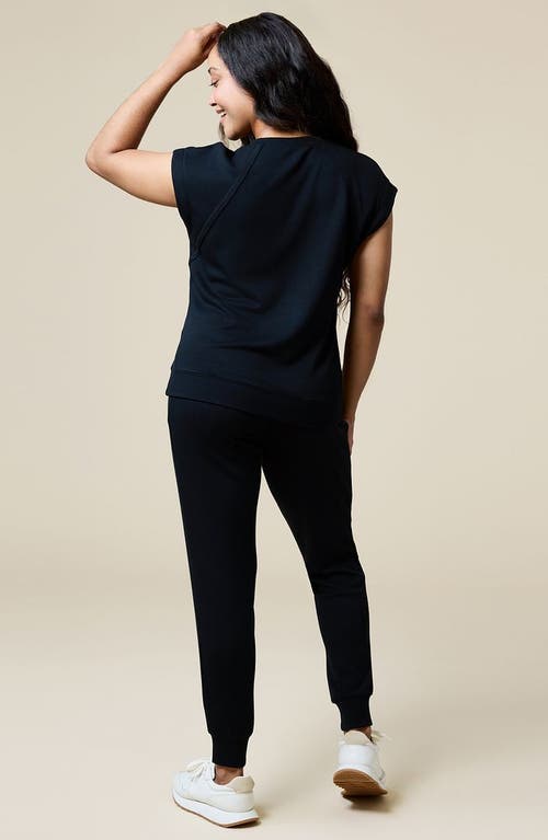 Softies Athleisure Puredream Short Raglan Crew Neck Jogger Set In Black