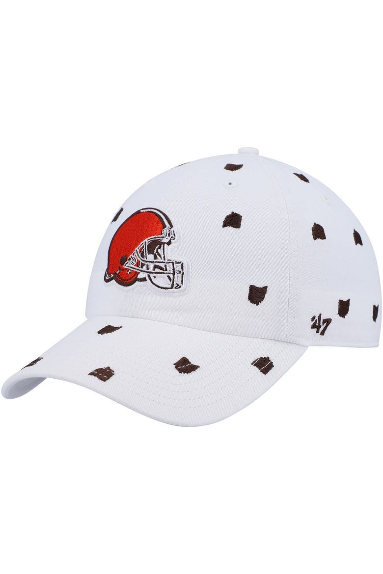 Women's '47 White Cleveland Browns Confetti Clean Up Logo Adjustable Hat, Main, color, White