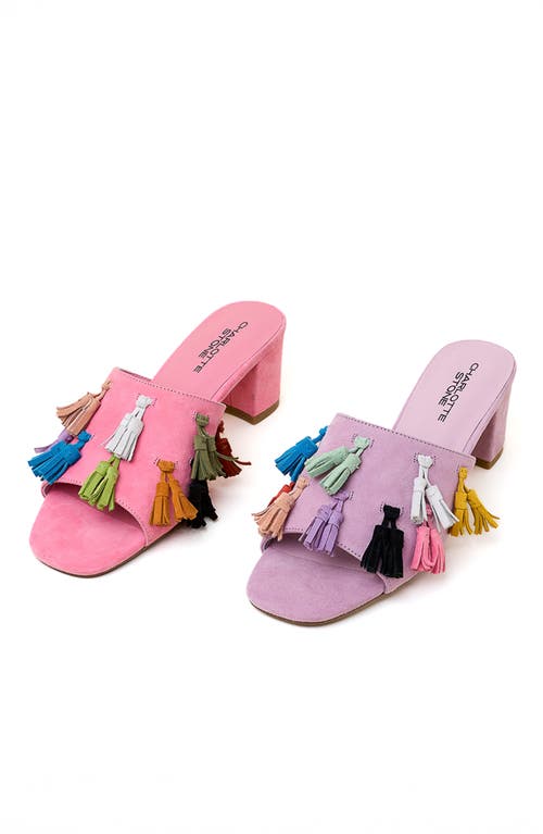 Charlotte Stone Lorraine Tasseled Mule Slide Sandal In Multi