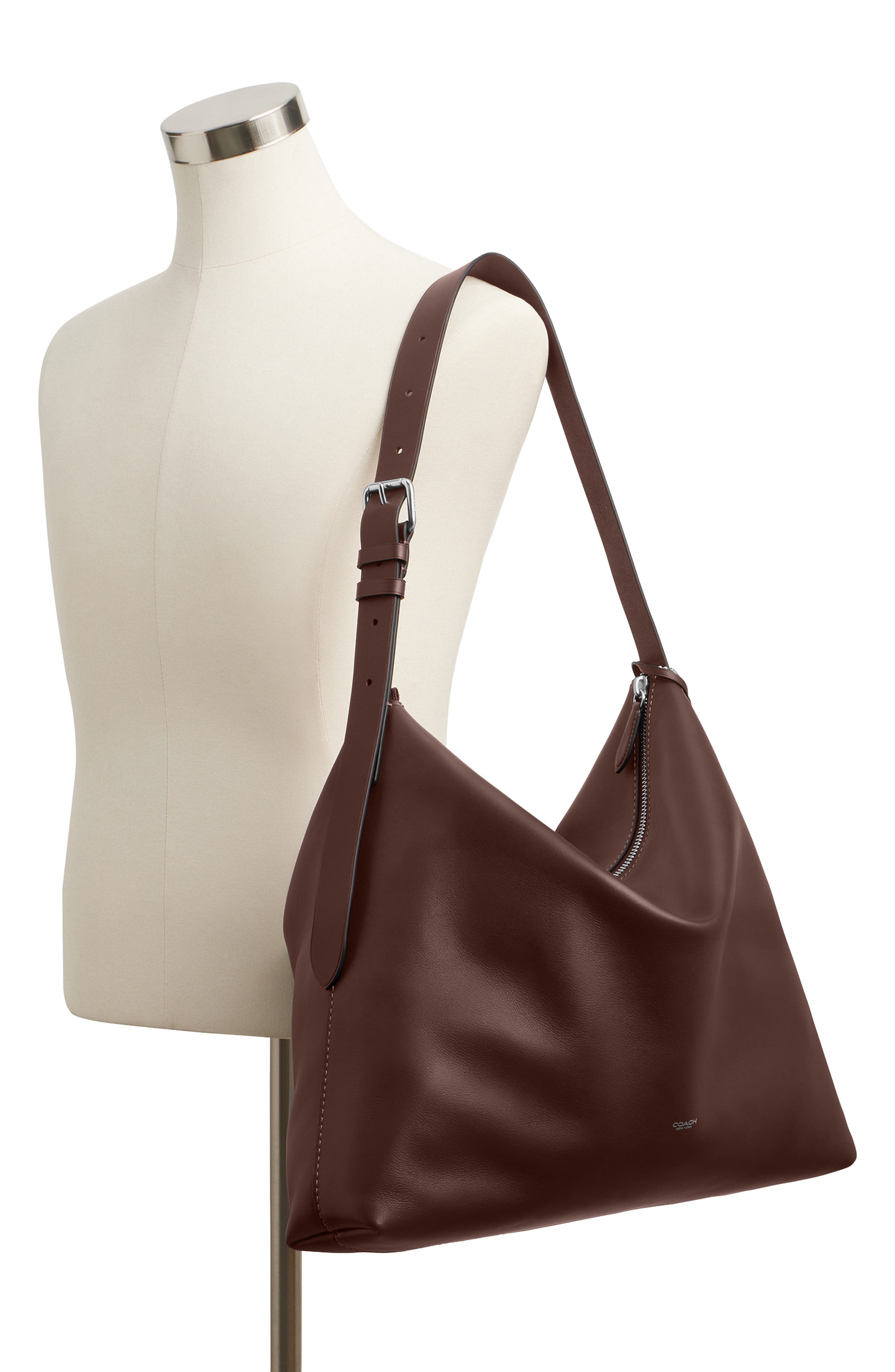 COACH Mott Leather Messenger Bag, Alternate, color, Maple