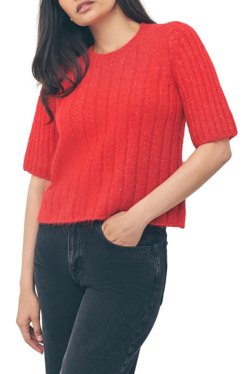 NEXT Short Sleeve Rib Sweater, Main, color, Red