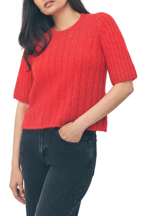 Short Sleeve Rib Sweater