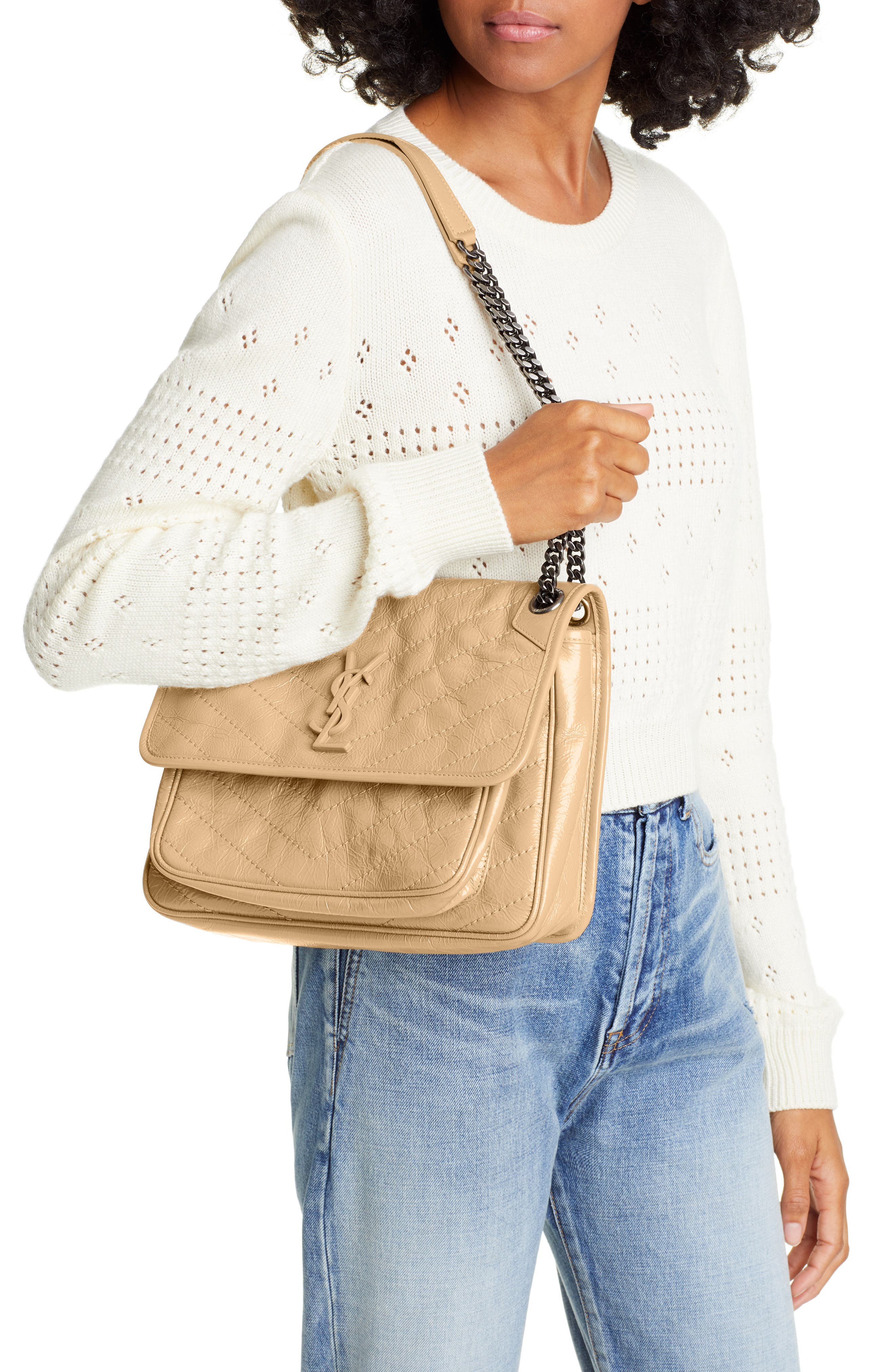 Saint Laurent Medium Niki Leather Shoulder Bag, Alternate, color, 