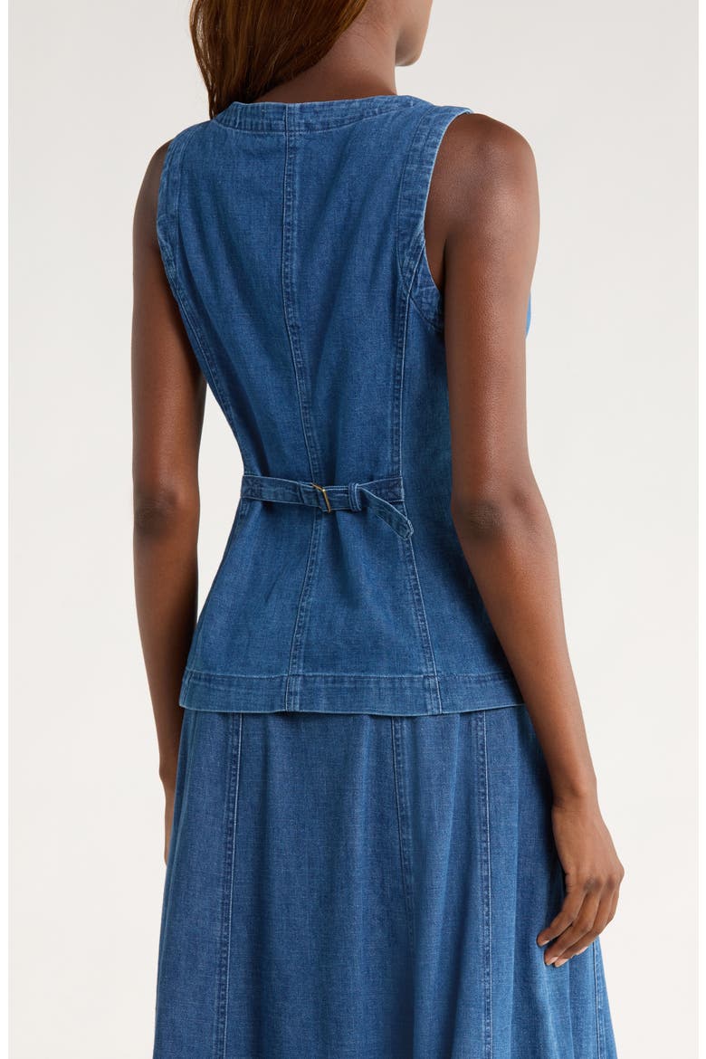 Charlie Denim Cutaway Vest, Alternate, color, MEDIUM WASH