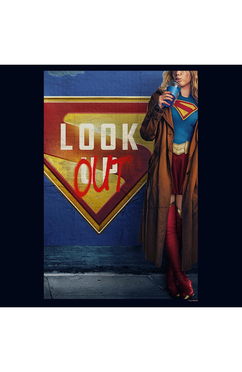 Supergirl Girl's Supergirl Official Look Out Poster Graphic T-Shirt, Alternate, color, Navy Blue