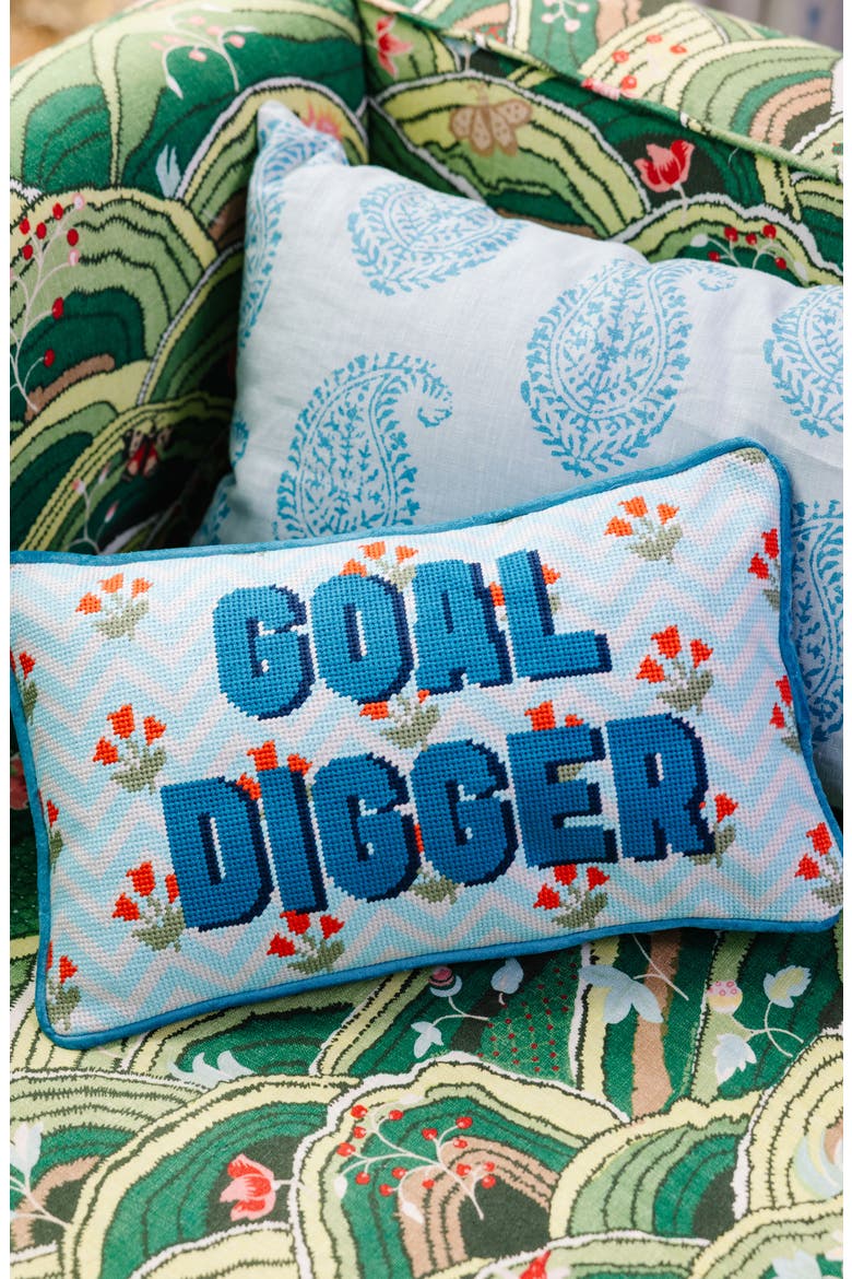 Needlepoint Pillow, Alternate, color, Goal Digger