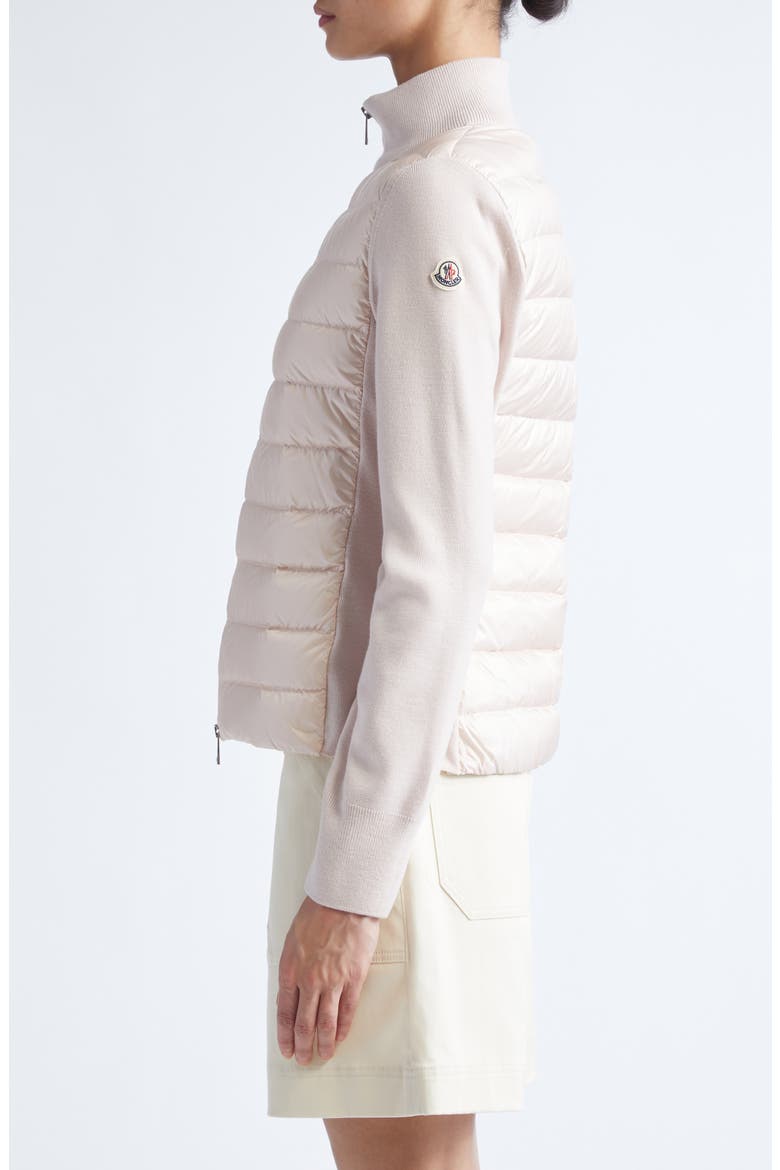 Wool Knit & Quilted Down Cardigan, Alternate, color, MOTHER OF PEARL