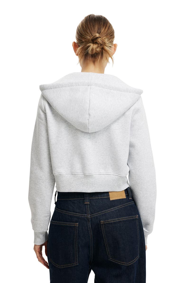 Cotton On Women's Premium Cropped Zip Through Hoodie, Alternate, color, Soft Grey Marle