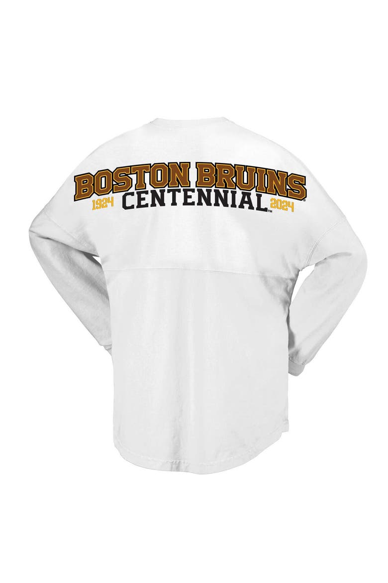 Women's Fanatics Branded White Boston Bruins 100th Anniversary Spirit Jersey T-Shirt, Alternate, color, White