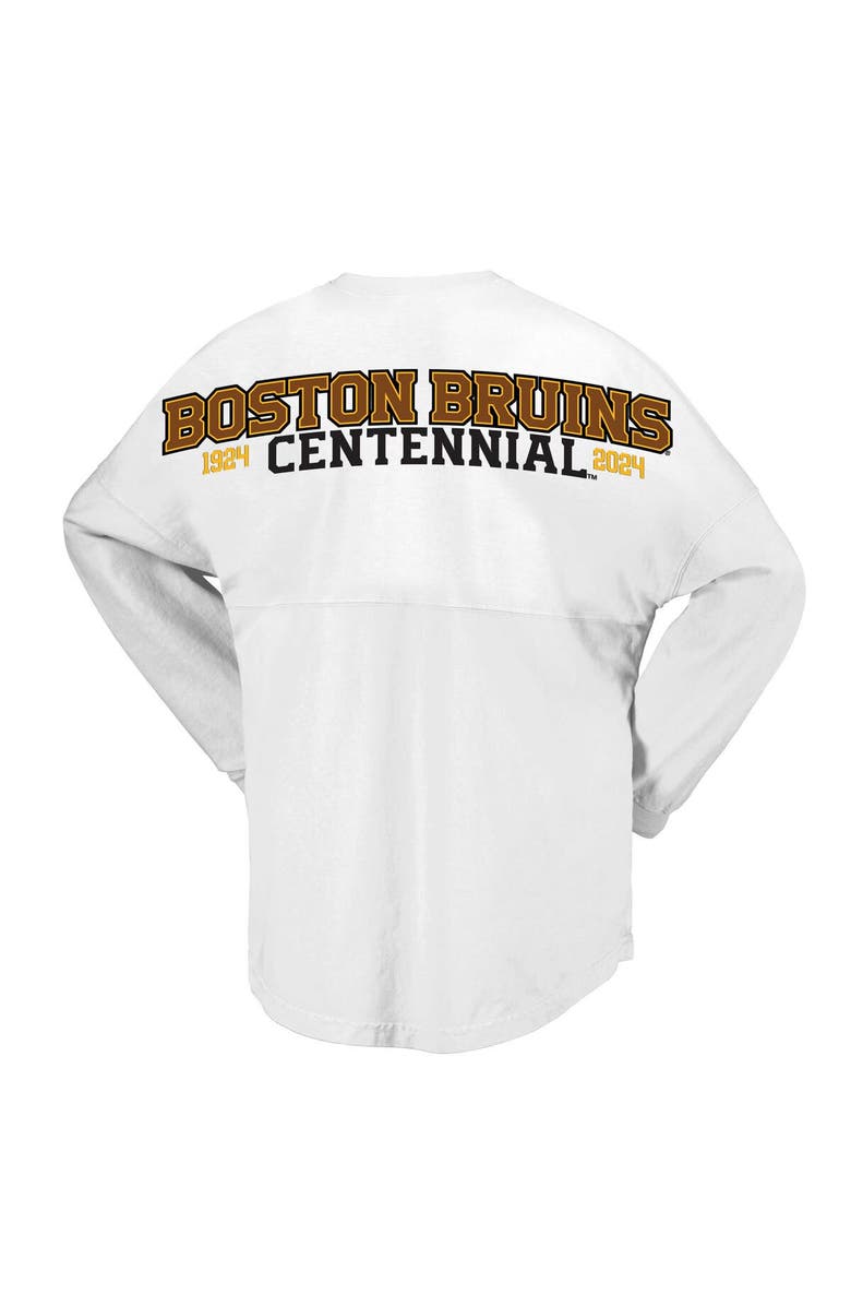 FANATICS Women's Fanatics Branded White Boston Bruins 100th Anniversary Spirit Jersey T-Shirt, Alternate, color, White