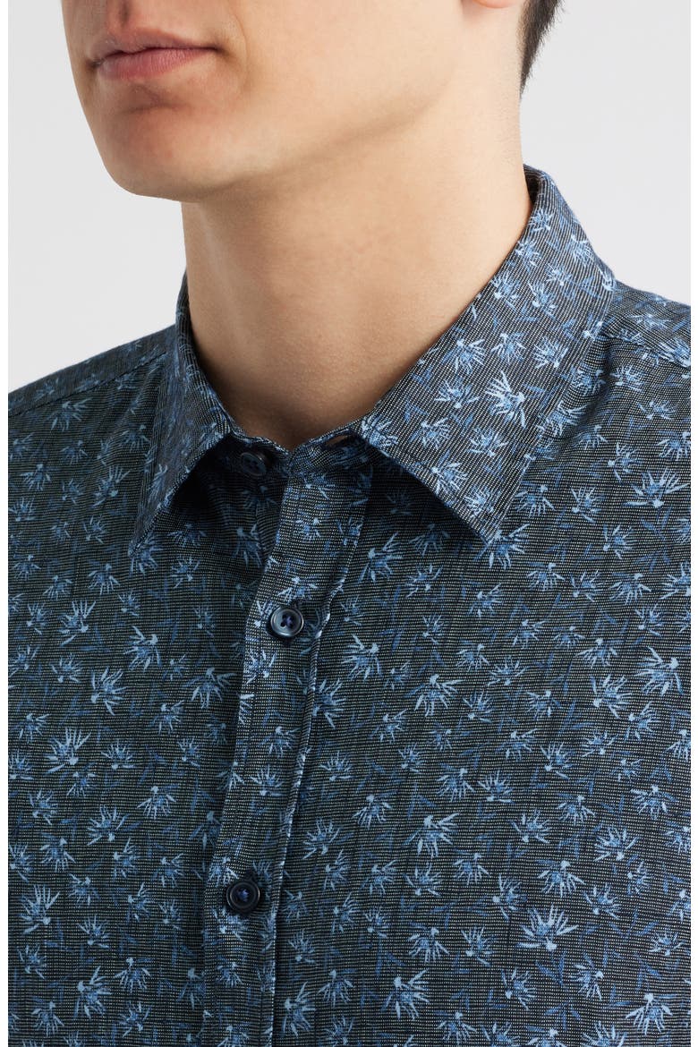 Roan Ken Short Sleeve Button-Up Shirt, Alternate, color, DARK BLUE