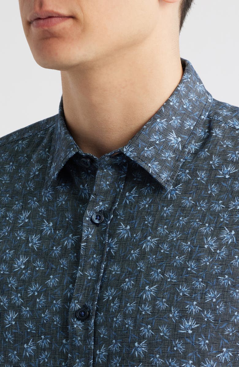 BOSS Roan Ken Short Sleeve Button-Up Shirt, Alternate, color, Dark Blue