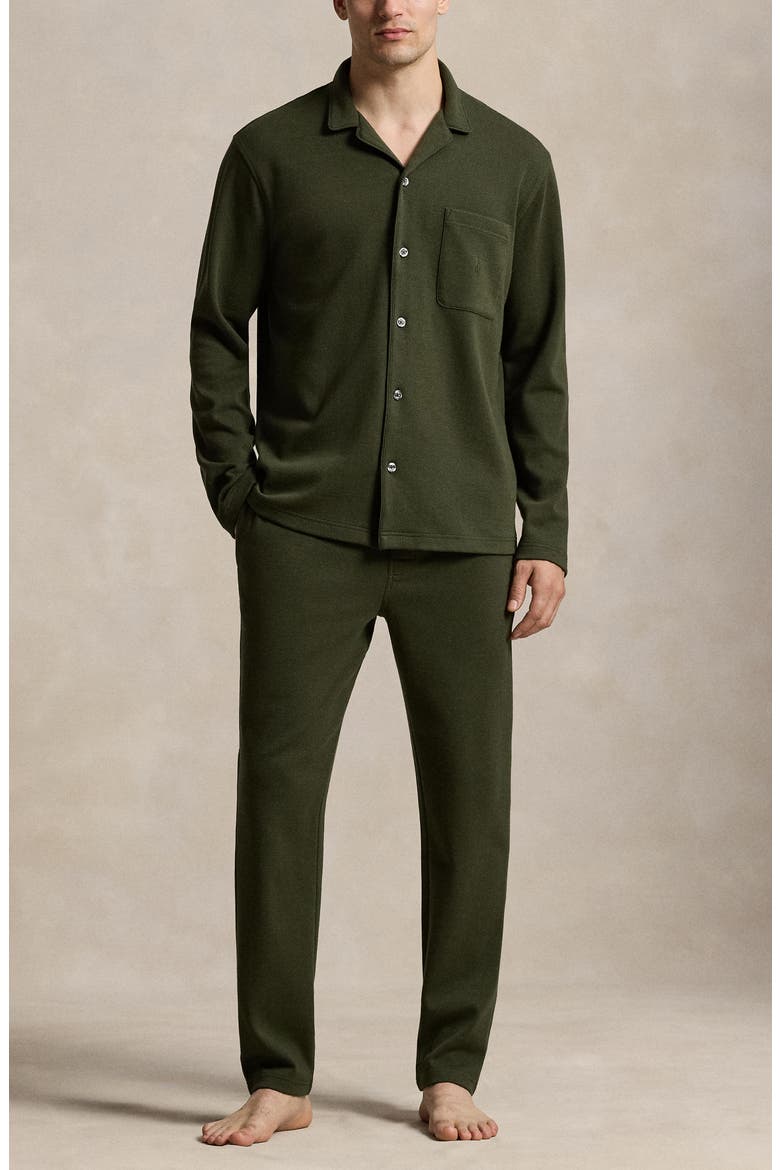 Herringbone Twill Pajama Top, Alternate, color, EQUESTRIAN HERRINGBONE GREEN
