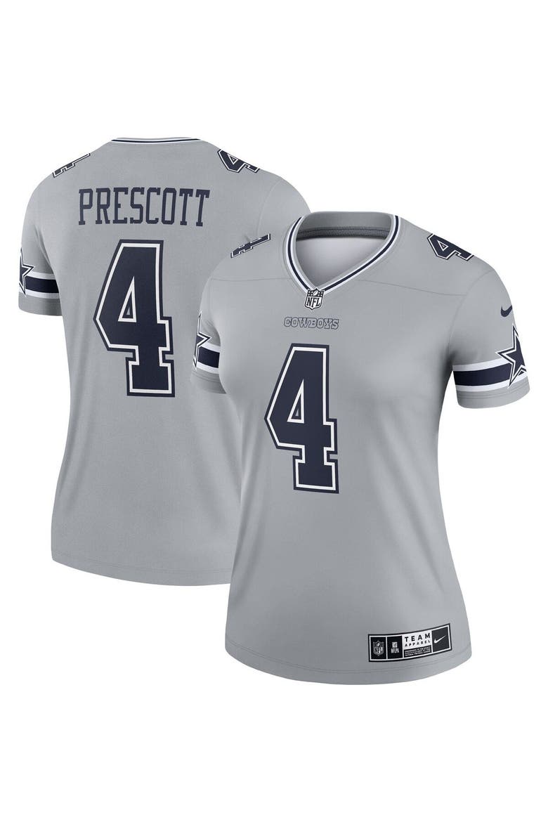 Women's Nike Dak Prescott Gray Dallas Cowboys Inverted Legend Player Performance Top, Main, color, Gray