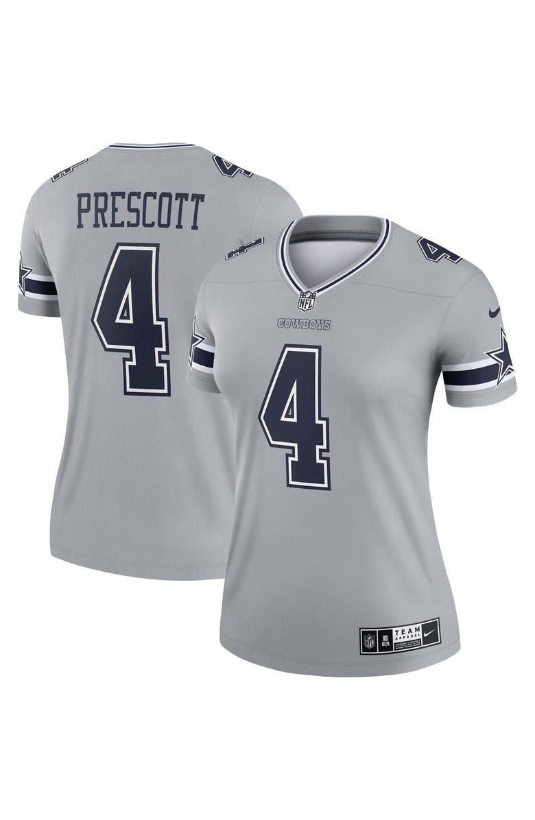 Nike Women's Nike Dak Prescott Gray Dallas Cowboys Inverted Legend Player Performance Top, Main, color, Gray