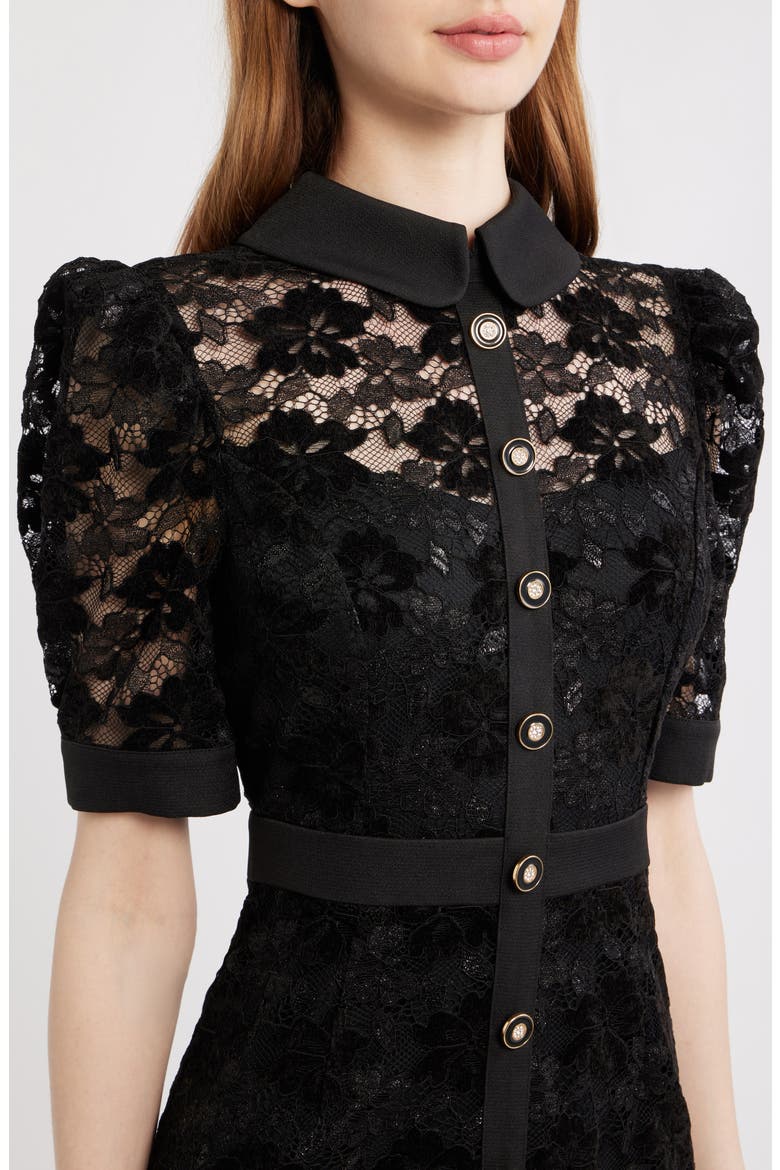 Lace Midi Shirtdress, Alternate, color, BLACK
