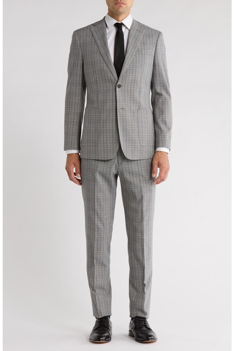 Trim Fit Plaid Two-Piece Suit, Main, color, LTGRAY