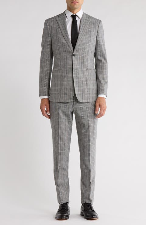 Trim Fit Plaid Two-Piece Suit