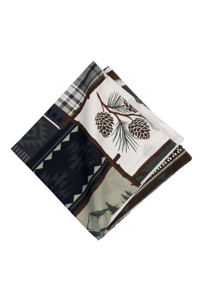 Greenstone Pines Cotton Napkins Set of 6 - Bear & Moose Lodge, Alternate, color, Green