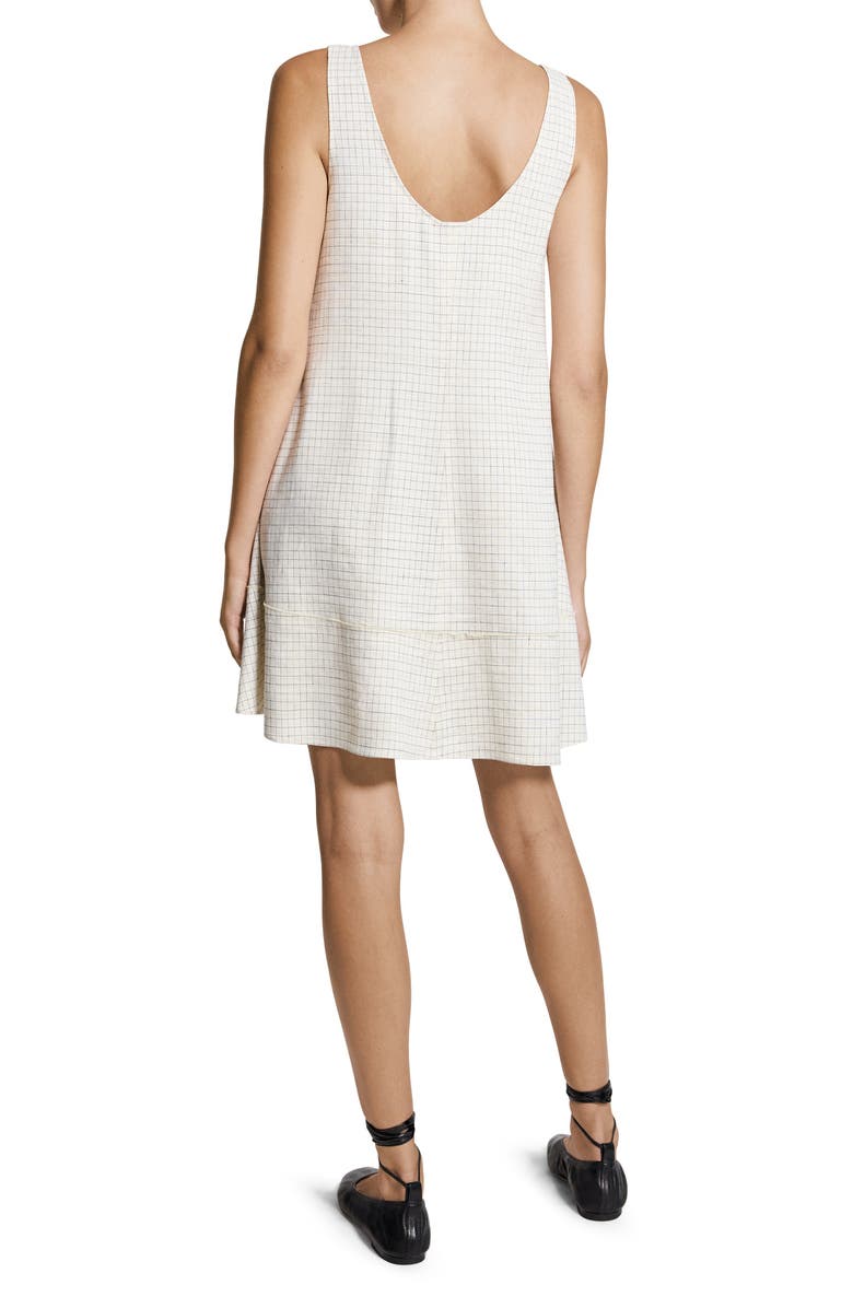Theory Check Linen Blend Minidress, Alternate, color, Natural Multi