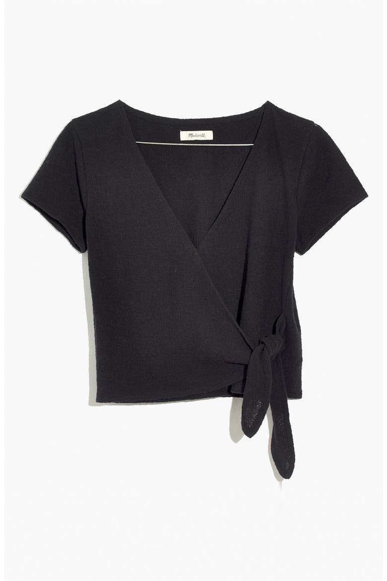 Texture & Thread Wrap Top, Alternate, color, TRUE BLACK