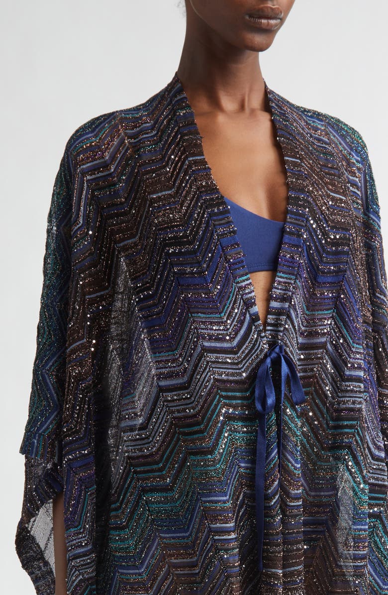 Missoni Chevron Stripe Ruana, Alternate, color, 0001 Black Multi