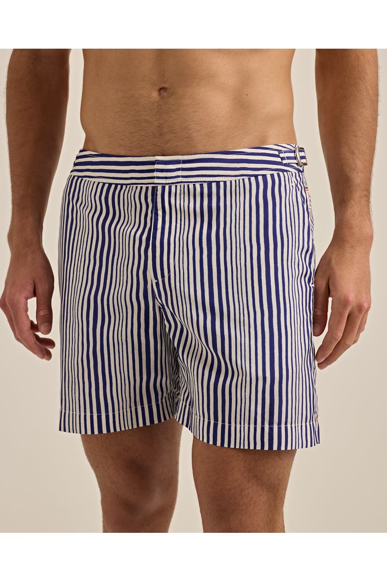Bulldog Mid-Length Swim Shorts, Alternate, color, BLUE/WHITE